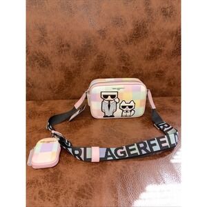 Karl Lagerfeld Paris Maybelle Camera Crossbody Bag Pastel Blush Combo ~~NWT~~